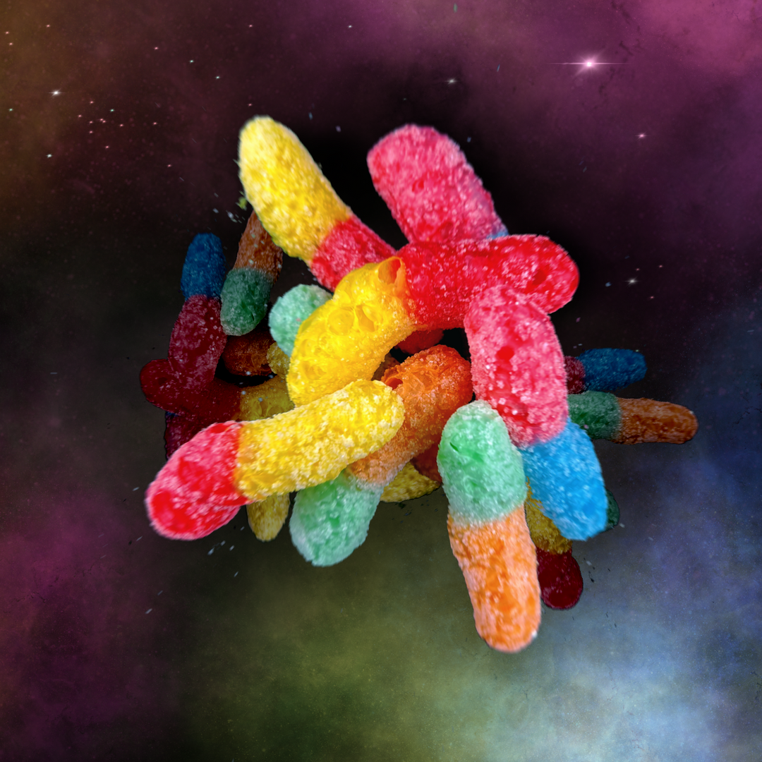 Sour Berry Wiggle Puffs - Freeze Dried Gummy Worms – Monkey Rocket ...