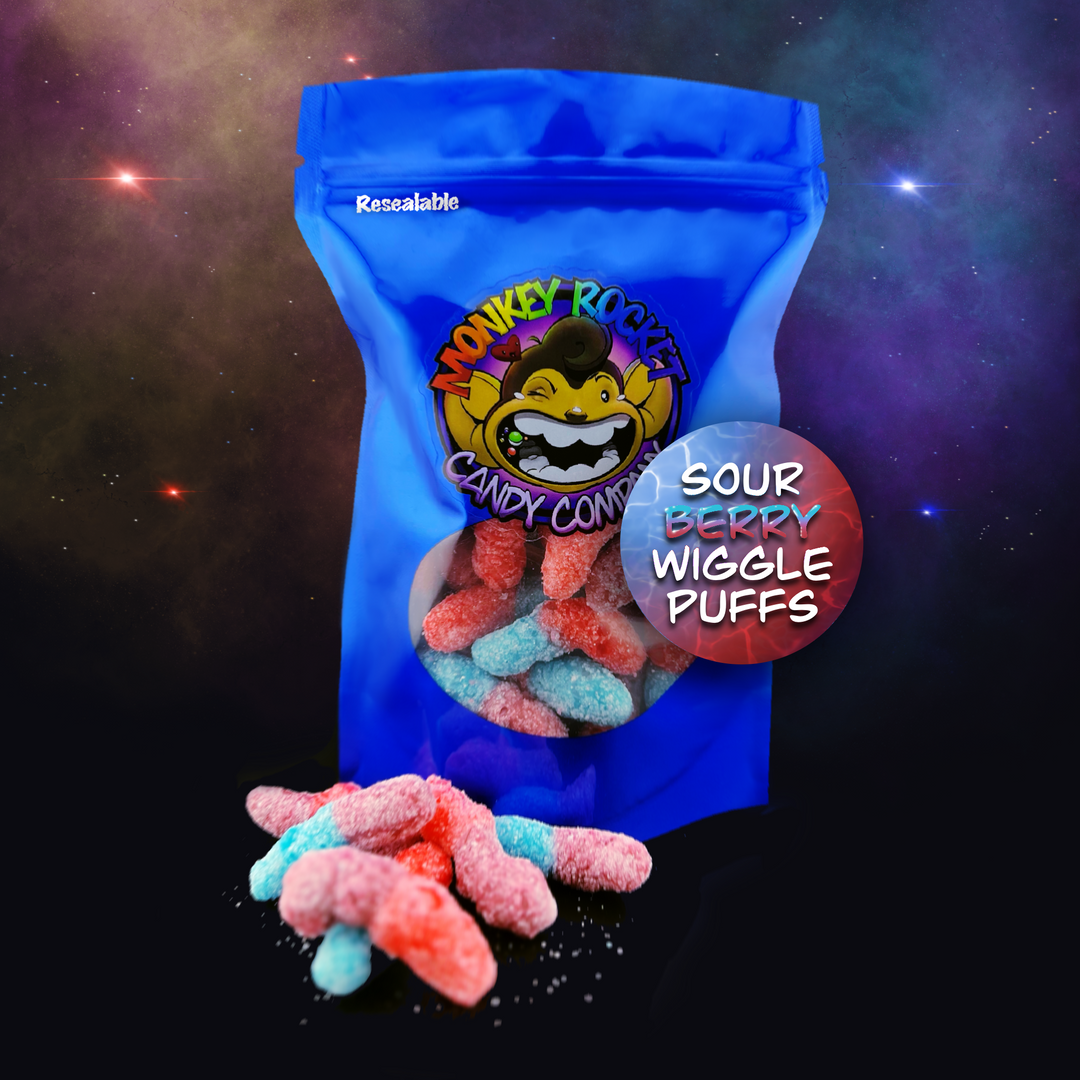 Sour Berry Wiggle Puffs - Freeze Dried Gummy Worms – Monkey Rocket ...